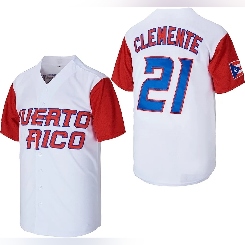 New w/ Tags Mens Roberto Clemente Puerto Rico Baseball Jersey Multiple S…